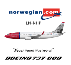 norwegian boeing 737 800 rick roll ln