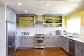 The cabinet interior is adequately protected from oil vapors that will typically attach to cabinet exteriors, so you can do as you like. Interior Paint Color Ideas Painting Inside Kitchen Cabinets Tile Stickers For Kitchen