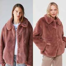 Faux Fur Coat Snap Front