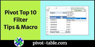 how to use pivot table top 10 filters