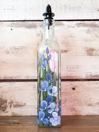 Hand Painted Blue Wildflower Olive Oil