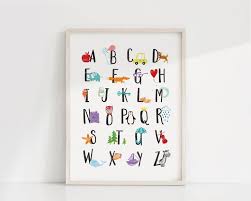 Alphabet Stampa Alfabeto Nursery Wall
