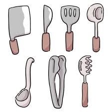 cartoon diffe kind kitchen utensils