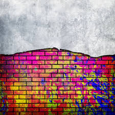 ed brick wall with graffiti paint