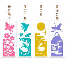 日本手ぬぐい こよみ 波に千鳥は夏を感じる手ぬぐいです 花のスケッチ 日本 文様 切り絵