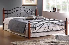 Metal Bed Frame W Wood Poles And
