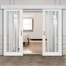 White Primed Barn Style Sliding Doors