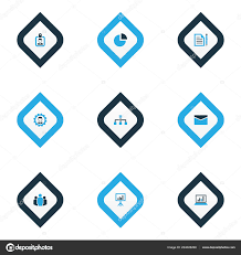 Business Icons Colored Set With Statistics Unity Circle
