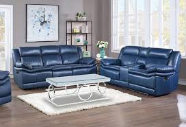 vista blue leather reclining sofa
