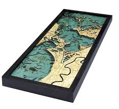 New Orleans Wood Carved Topographic Depth Chart Map In