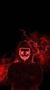 Red Neon Mask iPhone Wallpaper