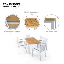 Faux Wood Tabletop Outdoor Dining Set