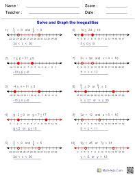 Algebra 1 Worksheets Inequalities
