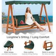 Outsunny Swing Chair 3 Person Wood Wood