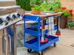 utility cart into a patio grill station