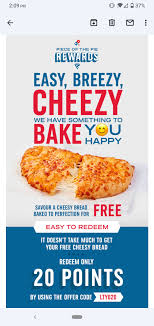 redeem 20 points for cheese bread ymmv