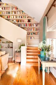 Wall Of Books Stairway Storage