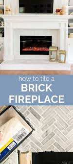 how to tile a brick fireplace jenna