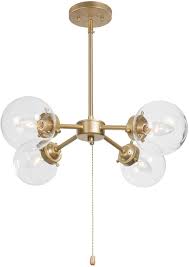 Ksana Gold Chandelier With Pull Chain On Off Switch 2 In 1 Sputnik Chandeliers And Semi Flush Mount Ceiling Light For Dining Room D19 7 X H11 5 Amazon Com