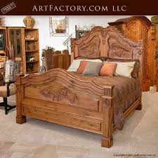 French Equestrian Hand Carved Bed