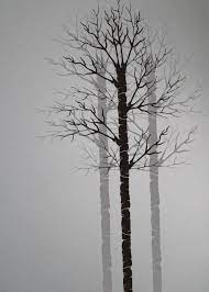 Bare Birch Tree Painting Stencil Wall