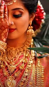bride wearing gold eye makeup