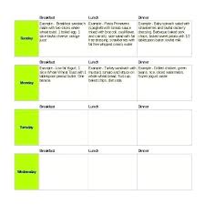 Excel Menu Planner Weekly Menu Plan Excel Template Excel Food Diary