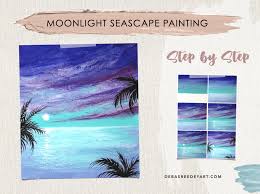 Easy Moonlight Seascape Painting Step