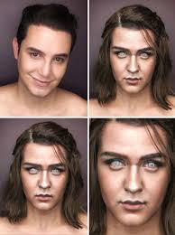 man transforms himself into any female