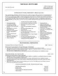 Construction Resume Format Construction Project Manager Resumes
