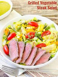 grilled vegetable steak salad
