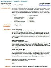 Bar Manager Cv Example Learnist Org