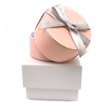 pearlized peachy pink round gift box