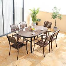 7 Pieces Outdoor Dining Set With Oval