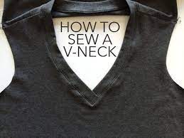 {there will be a lot of extra fabric in the v on the other side, i made sure the head of the pin was lined up in the center of the lower the foot, and sew the rest of the neck, all the way around, easing in the shirt to the band and continuing to match dots and notches. How To Make A V Neck Neck