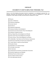 Checklist Personnel File Template Word Pdf By Business
