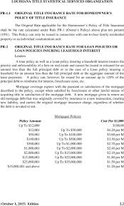 Schedule Of Rates For Title Insurance The State Of Louisiana