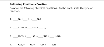 Solved Balancing Equations Practice