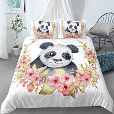 flowers panda cotton bed sheets spread