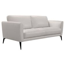 Armen Living Lchp3gr Hope Contemporary Sofa In Genuine Dove Grey Leather With Black Metal Legs