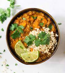 red lentil curry with sweet potatoes