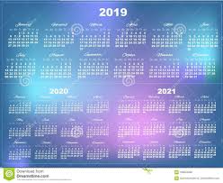 Set Of White Calendars 2019 2020 And 2021 On Mesh Gradient Ba