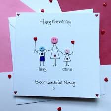 Details About Personalised Handmade Button Mothers Mothers Day Card Boy Girl Son Daughter