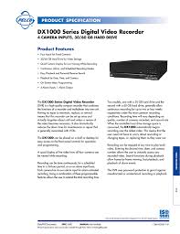 Dx1000 Series Digital Video Recorder Product Features