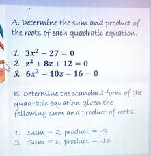 Roots Of Each Quadratic Equation