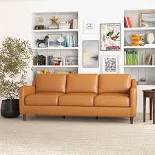Genuine Leather Couches In Cognac Tan