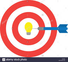 Vector Red Bullseye With Light Bulb And Blue Dart Is In The