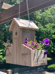 Wooden Bird House Planter Handmade