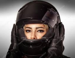 beautiful biker woman stock photo by