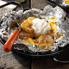 cheese topped potatoes in foil recipe